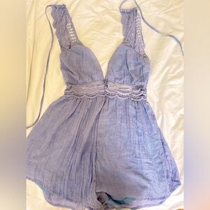 Missguided Boho Lavender/Blue Lace Romper